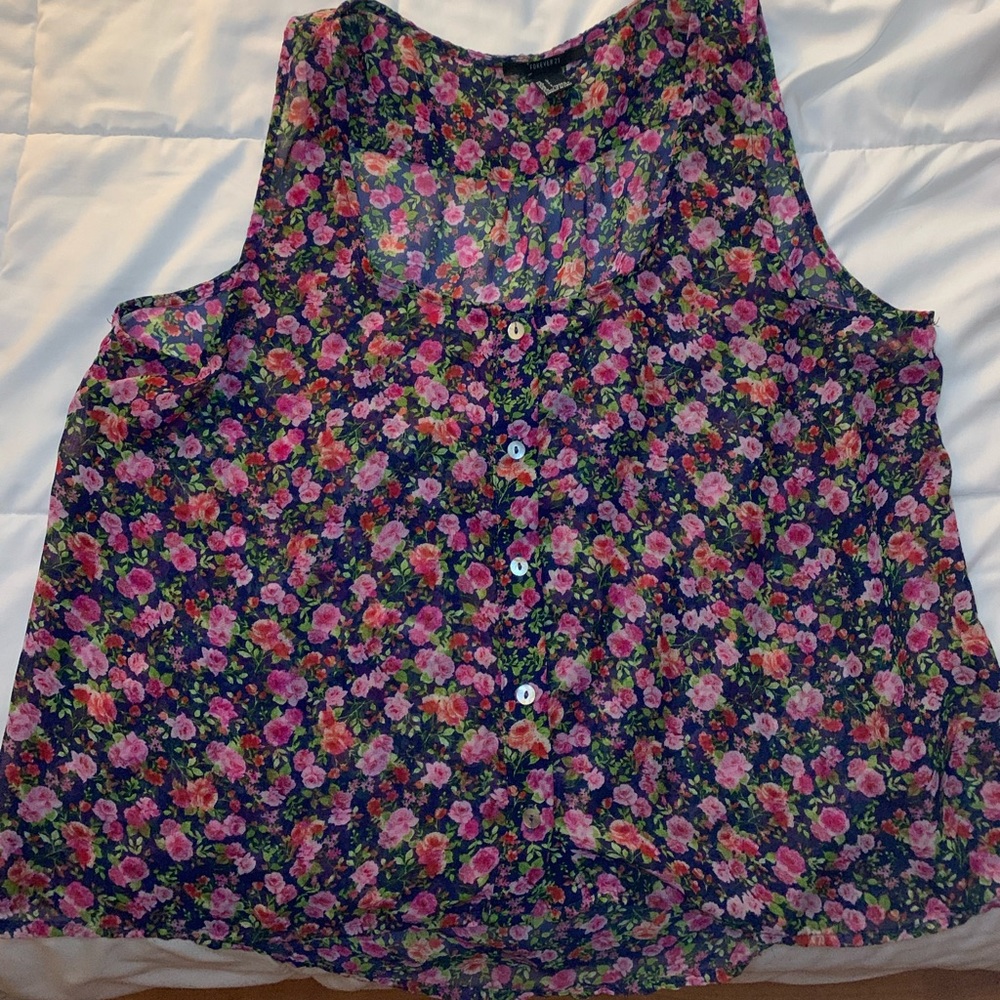 Mesh floral blouse tank top